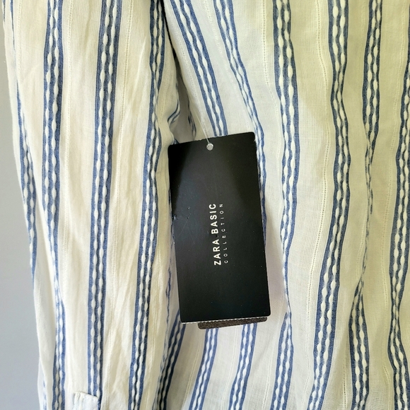 BRAND NEW! Zara Basic Collection Striped Colar Shirt Size XS - Picture 9 of 15